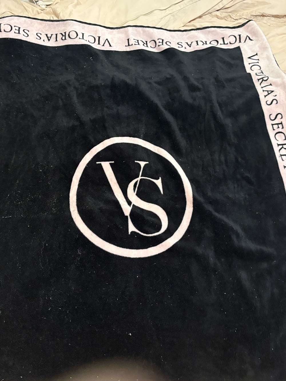 Victoria's Secret Black and Light Pink VS Logo Throw